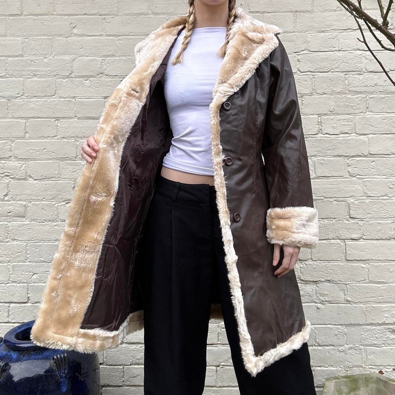 Vintage 00s faux leather & faux fur jacket
