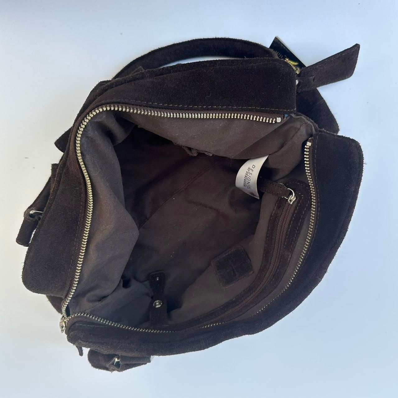 00s Brown suede shoulder bag