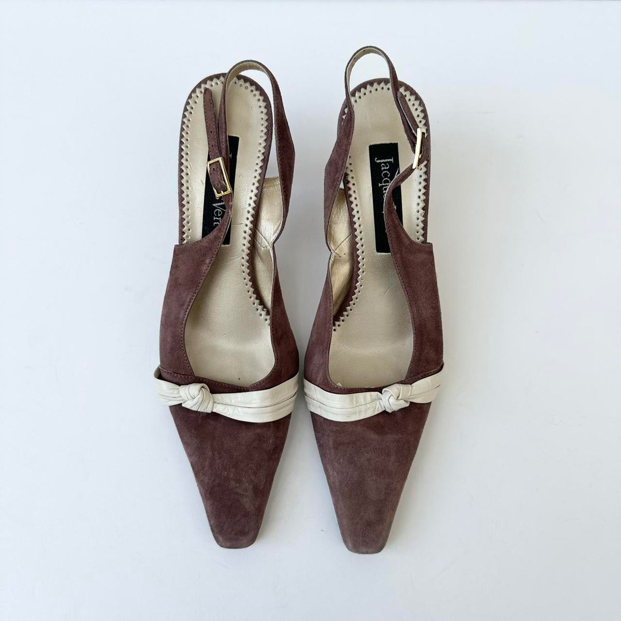 Vintage mushroom suede kitten heels