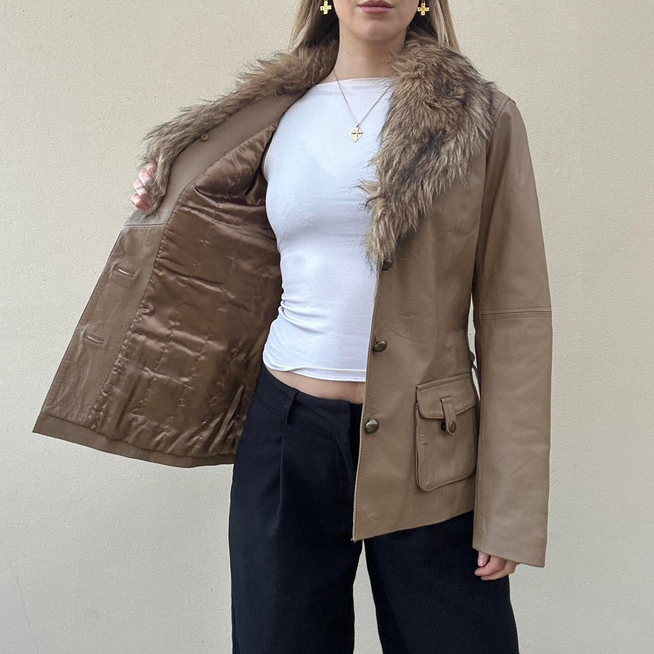 Vintage 90s leather & fur blazer