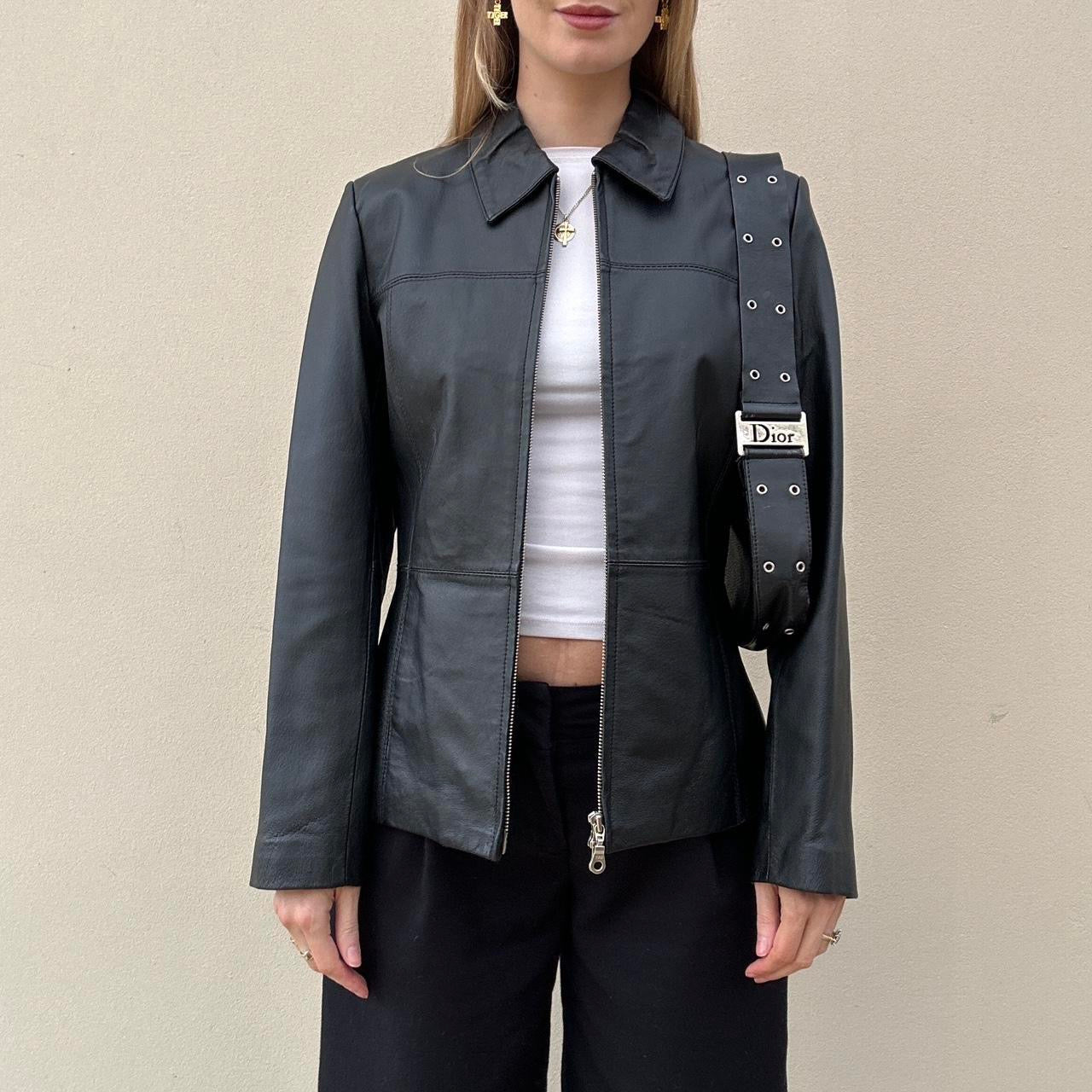 Vintage 00s black leather jacket