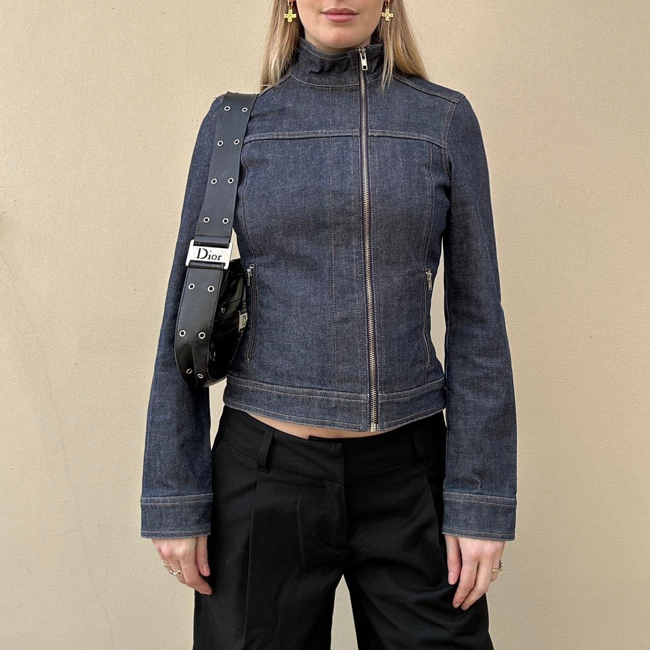 Vintage FCUK asymmetric denim jacket