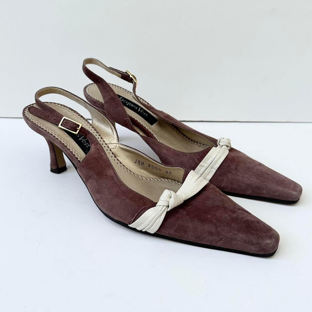 Vintage mushroom suede kitten heels