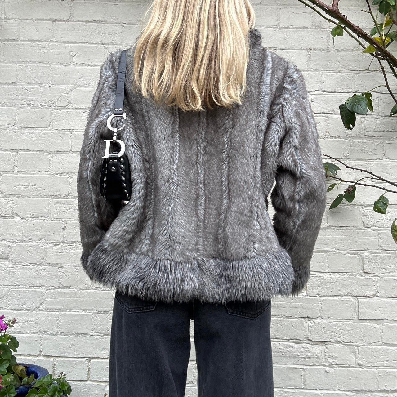Vintage faux fur grey coat