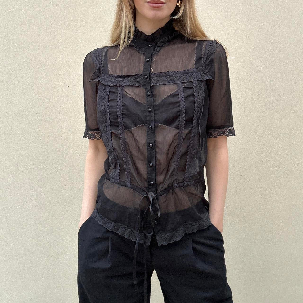 Vintage 00s sheer black top