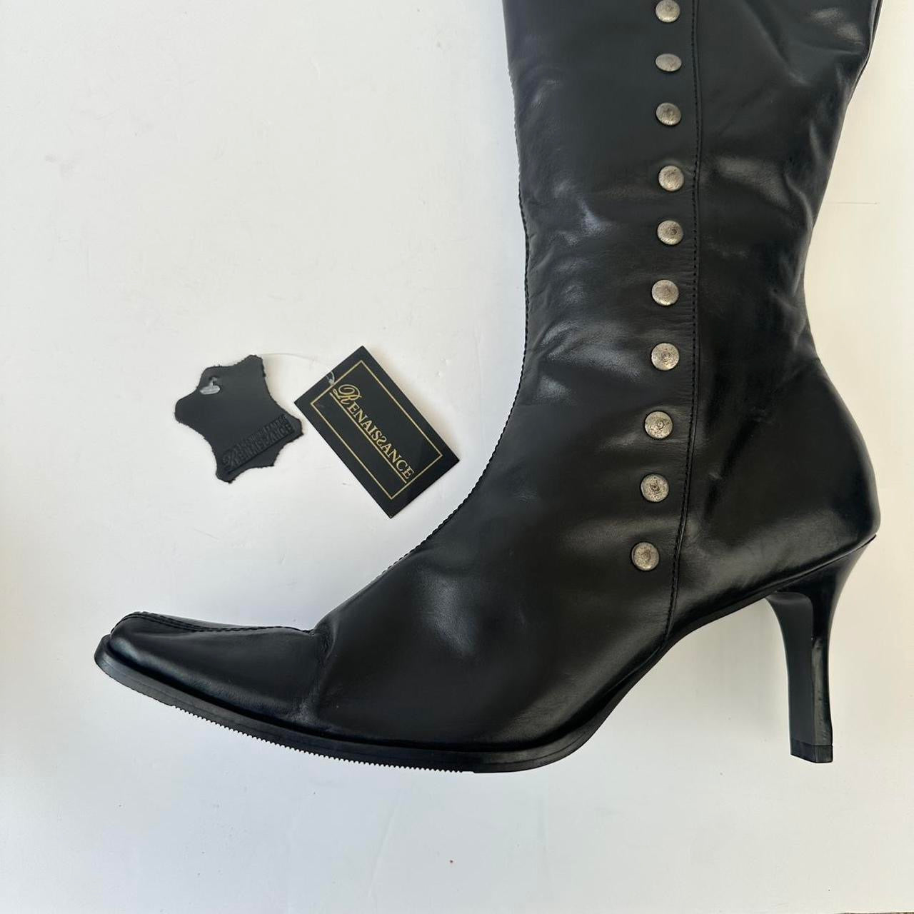 Vintage 00s black leather stud boots