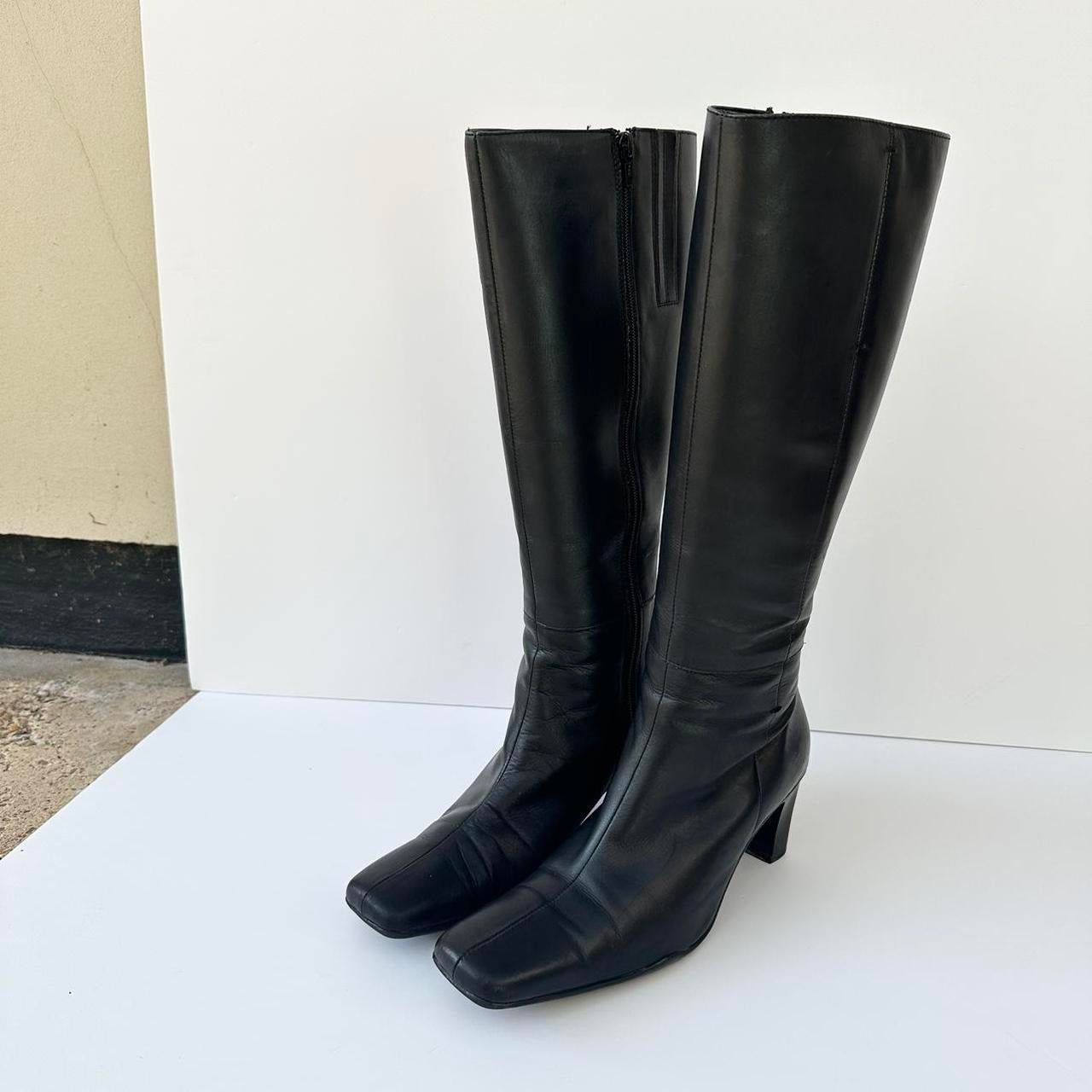 Black leather boots