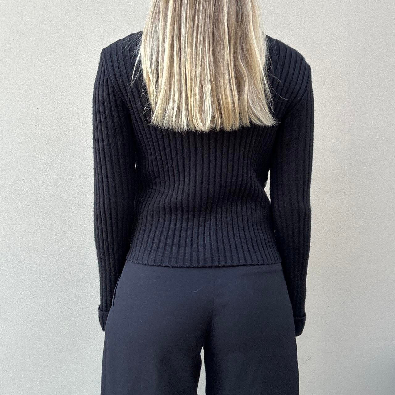 Vintage 00s leather & knit jumper jacket