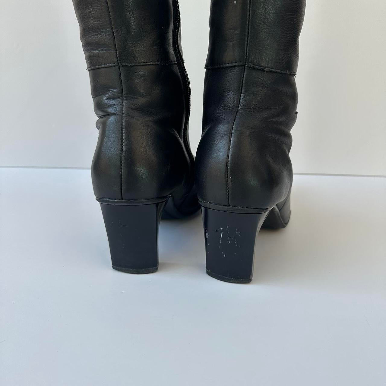 Black leather boots