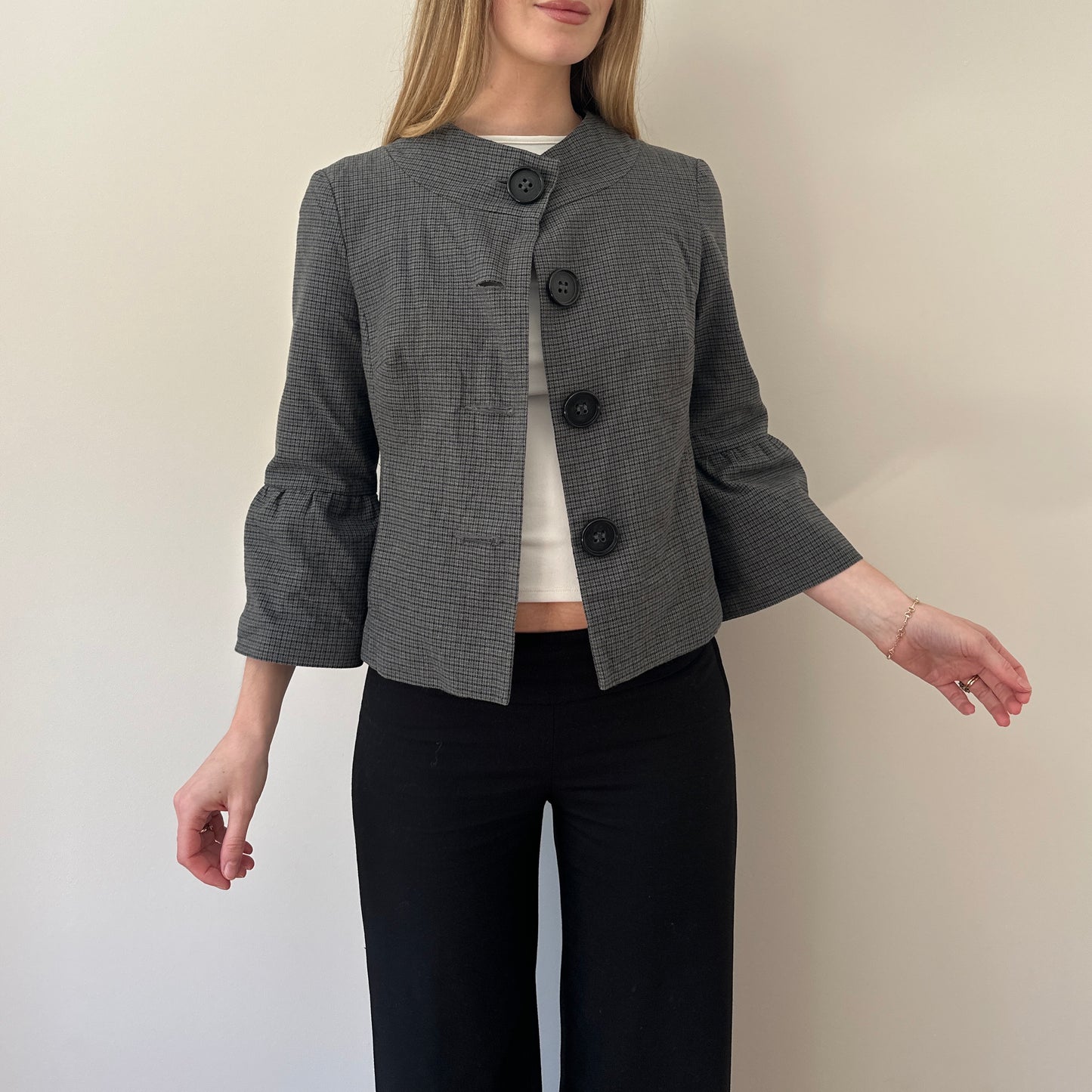 Vintage dogtooth pea coat
