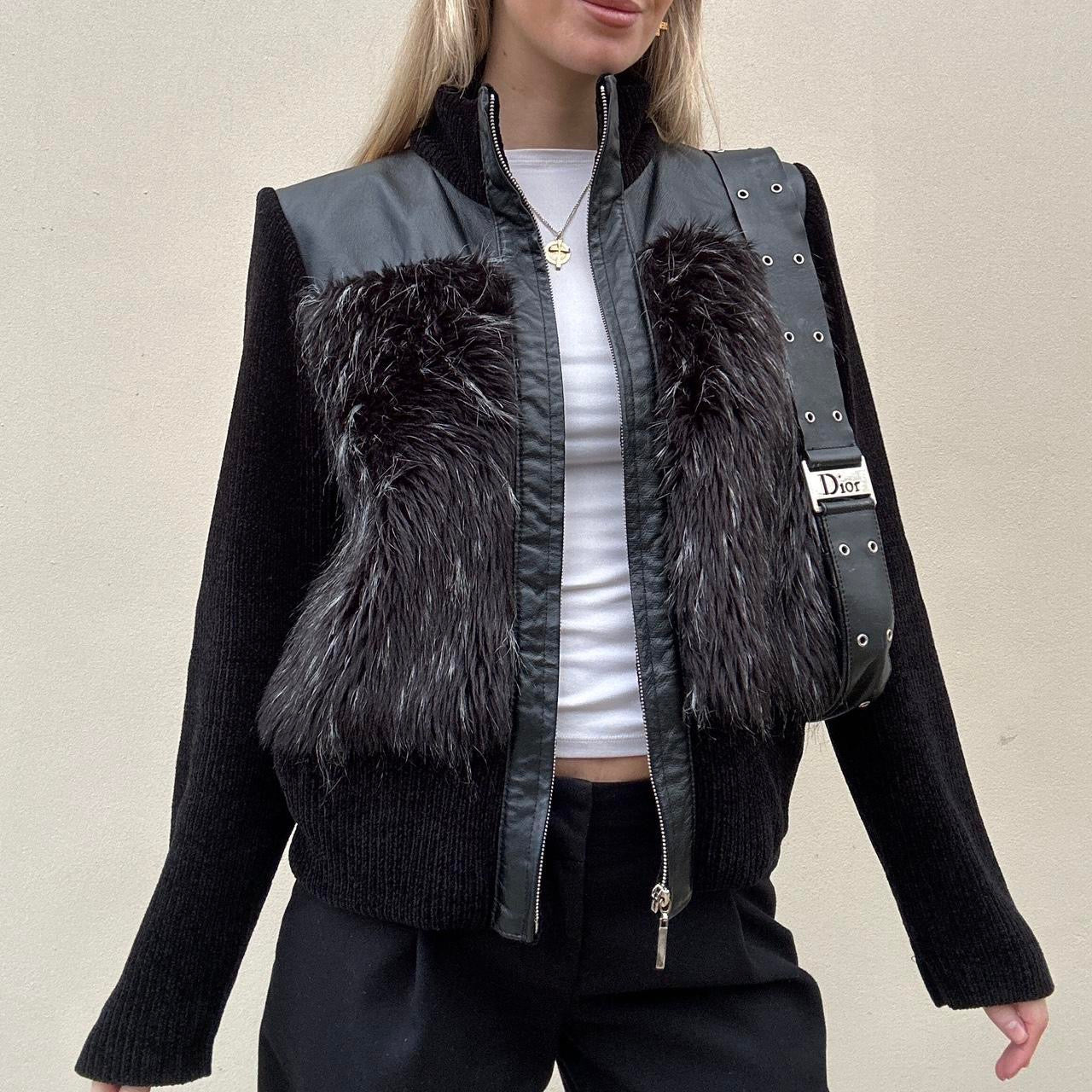 Vintage 00s fur zip jumper jacket -