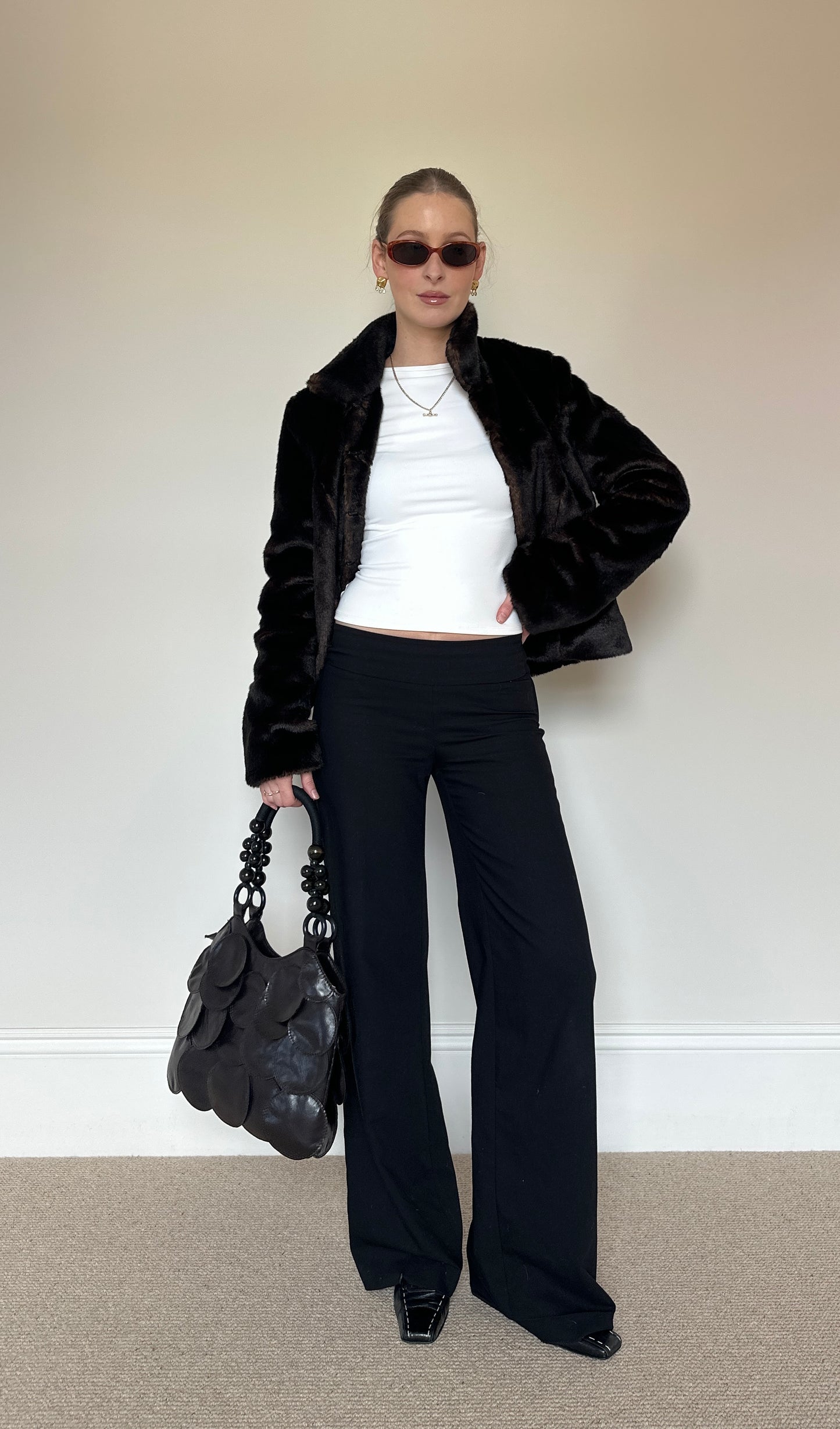 Vintage brown faux fur jacket