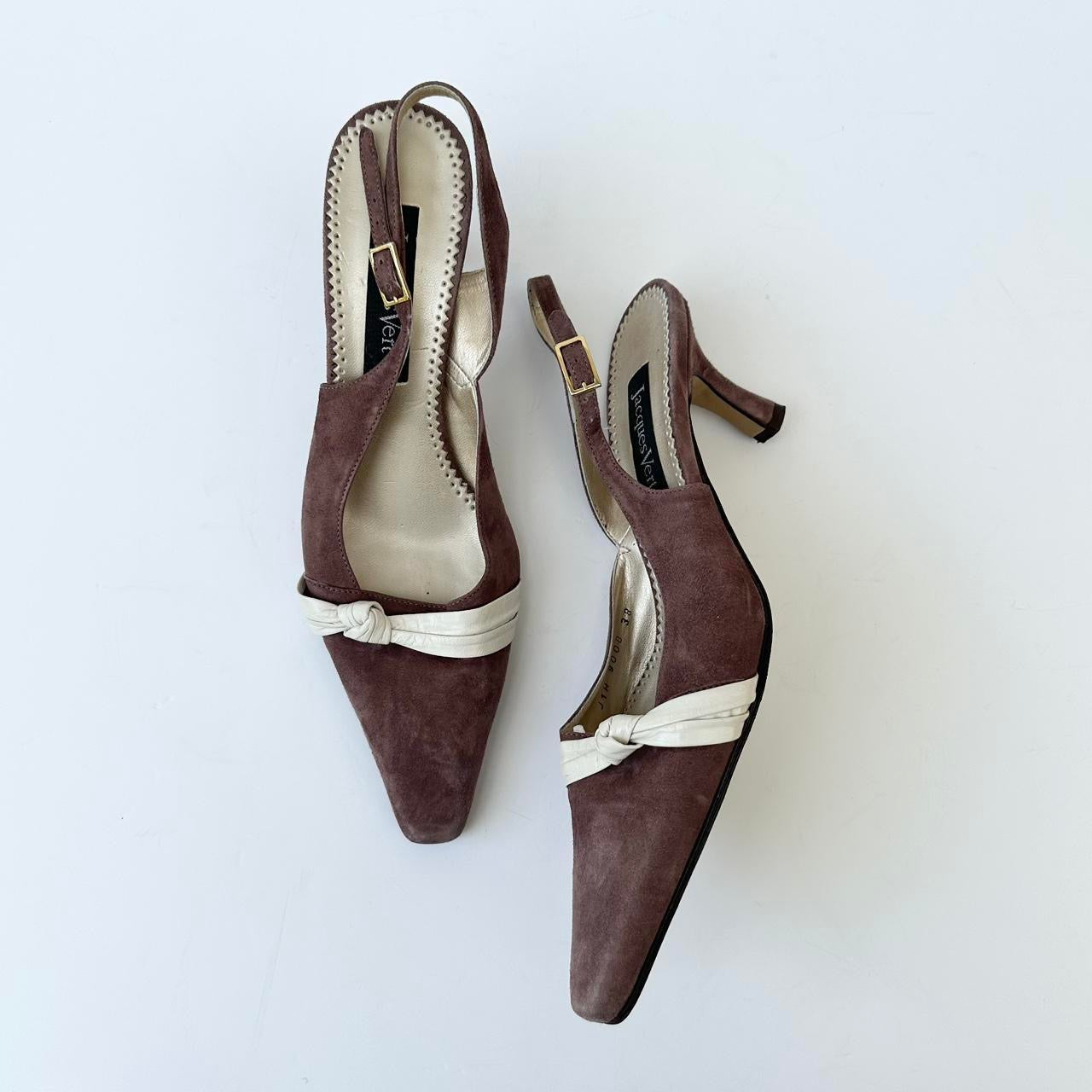 Vintage mushroom suede kitten heels