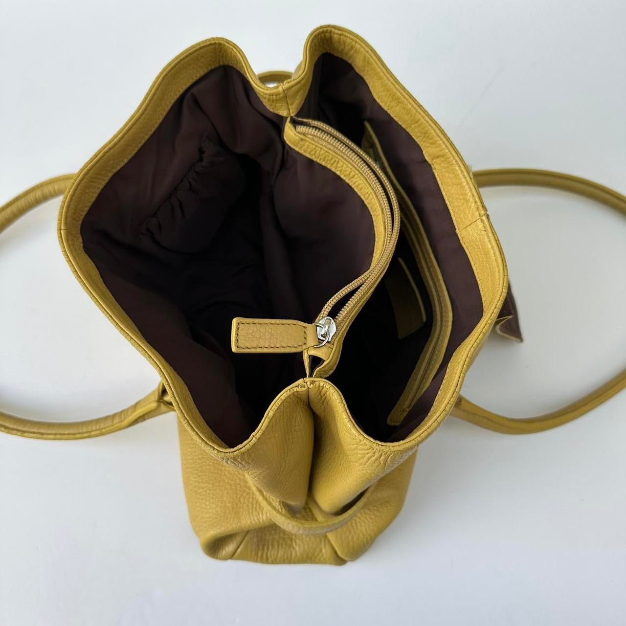 Vintage yellow leather handbag