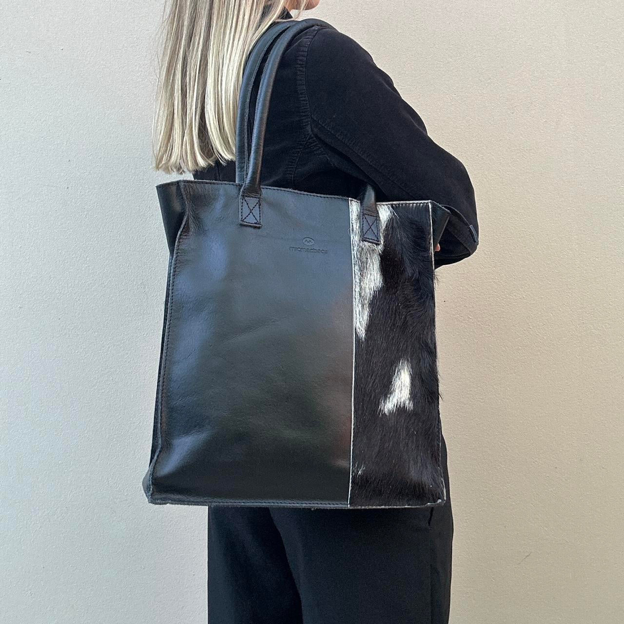 Vintage 90s black cow hide bag