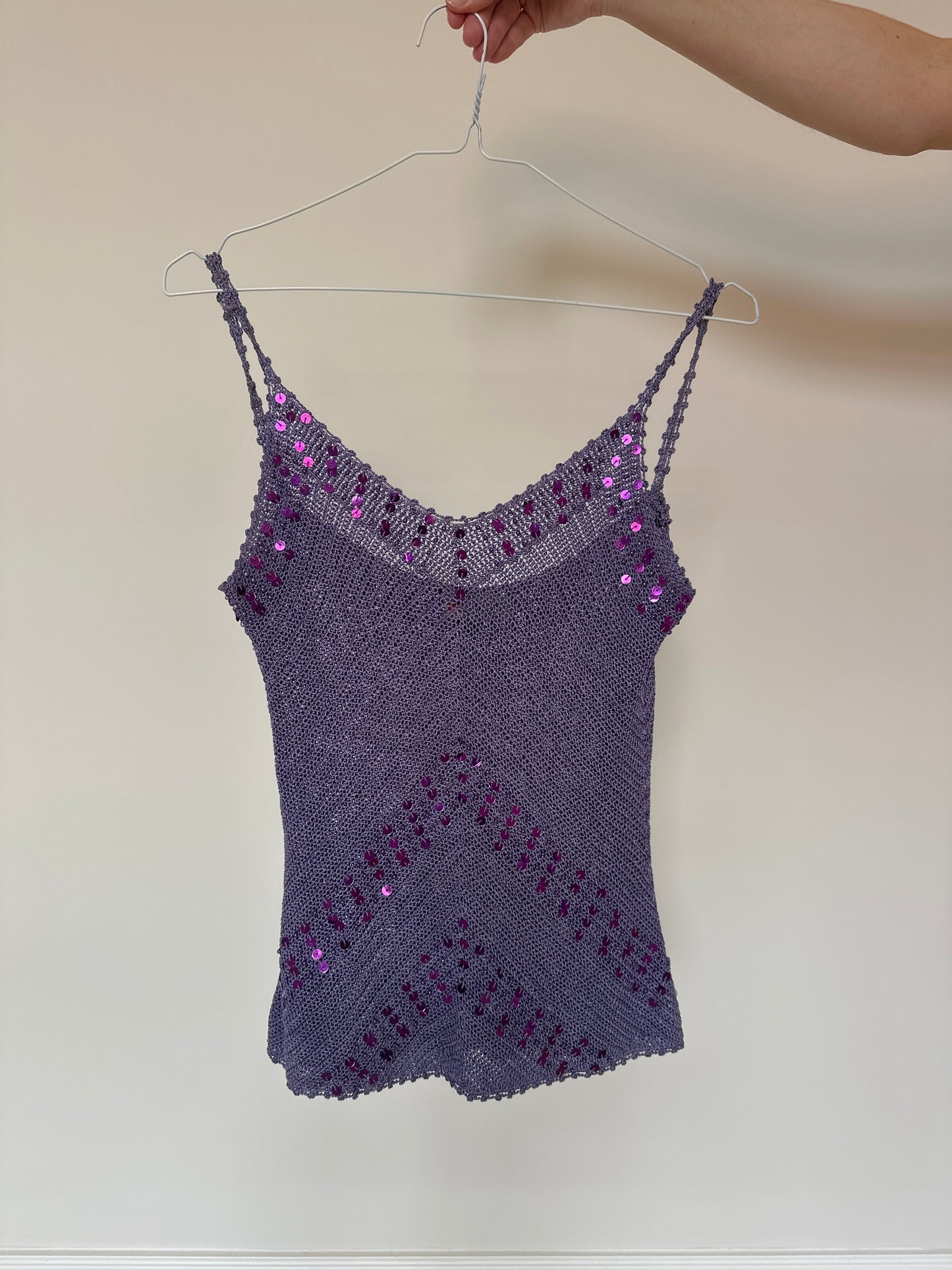 Vintage purple crochet sequin top