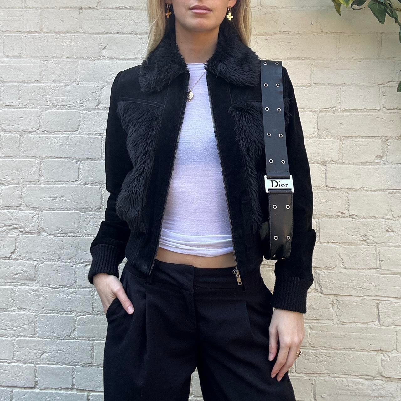 Vintage 00s real suede bomber jacket