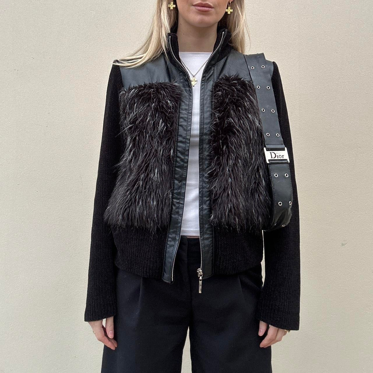 Vintage 00s fur zip jumper jacket -