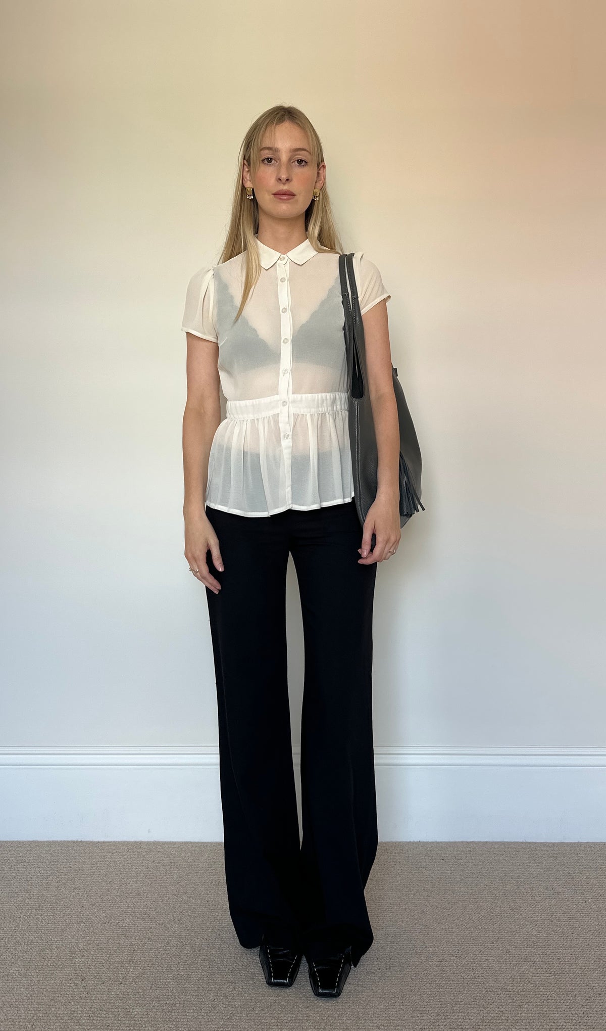 Vintage peplum sheer blouse