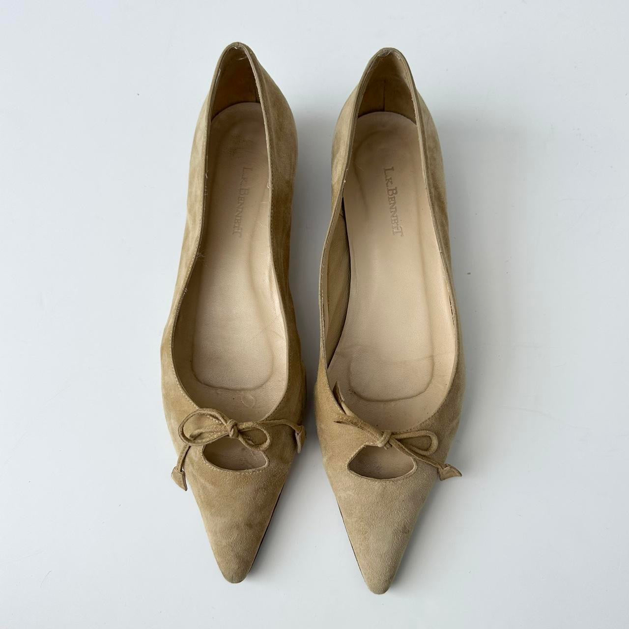 Vintage L.K.Bennett suede pointed ballet flats