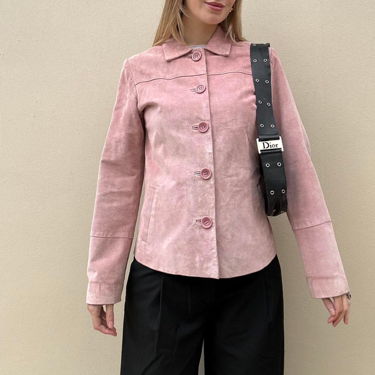 Vintage 90s pink suede jacket