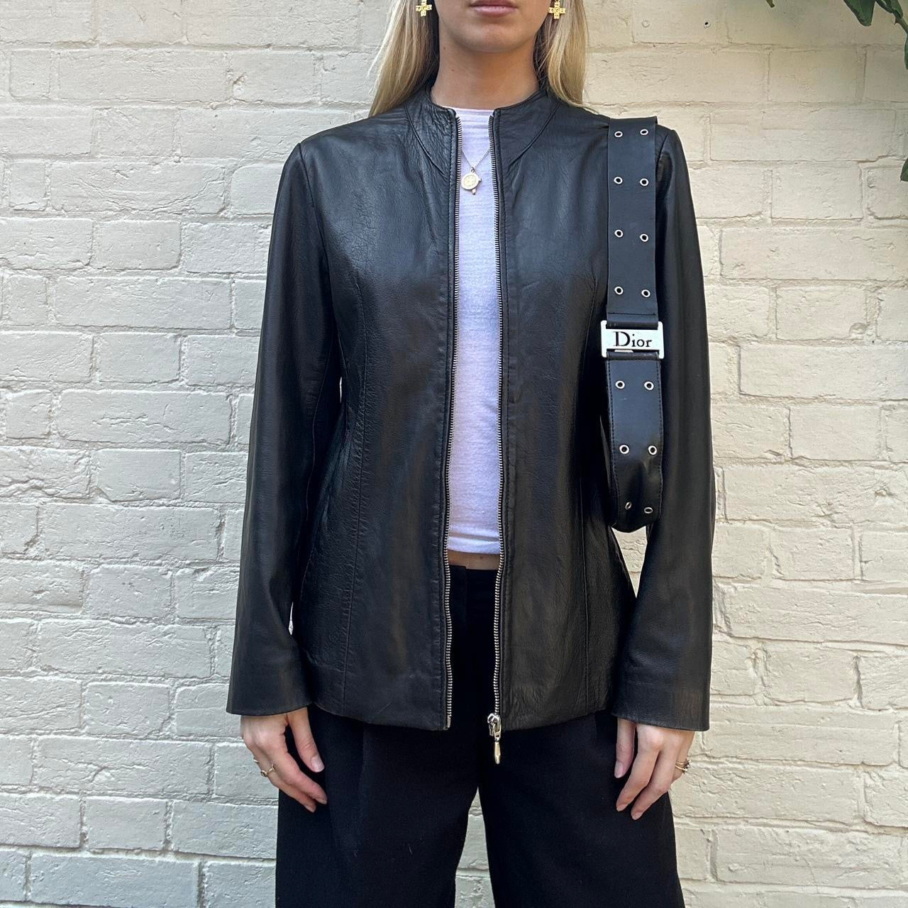 Vintage 00s zip leather jacket