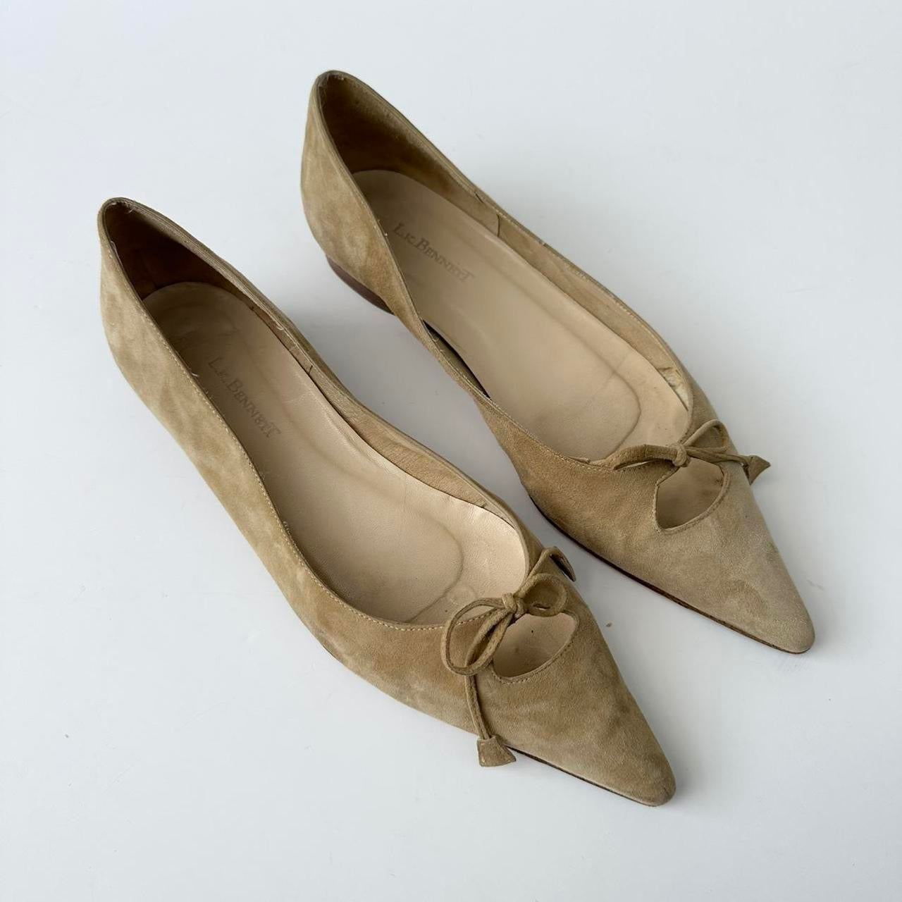 Vintage L.K.Bennett suede pointed ballet flats