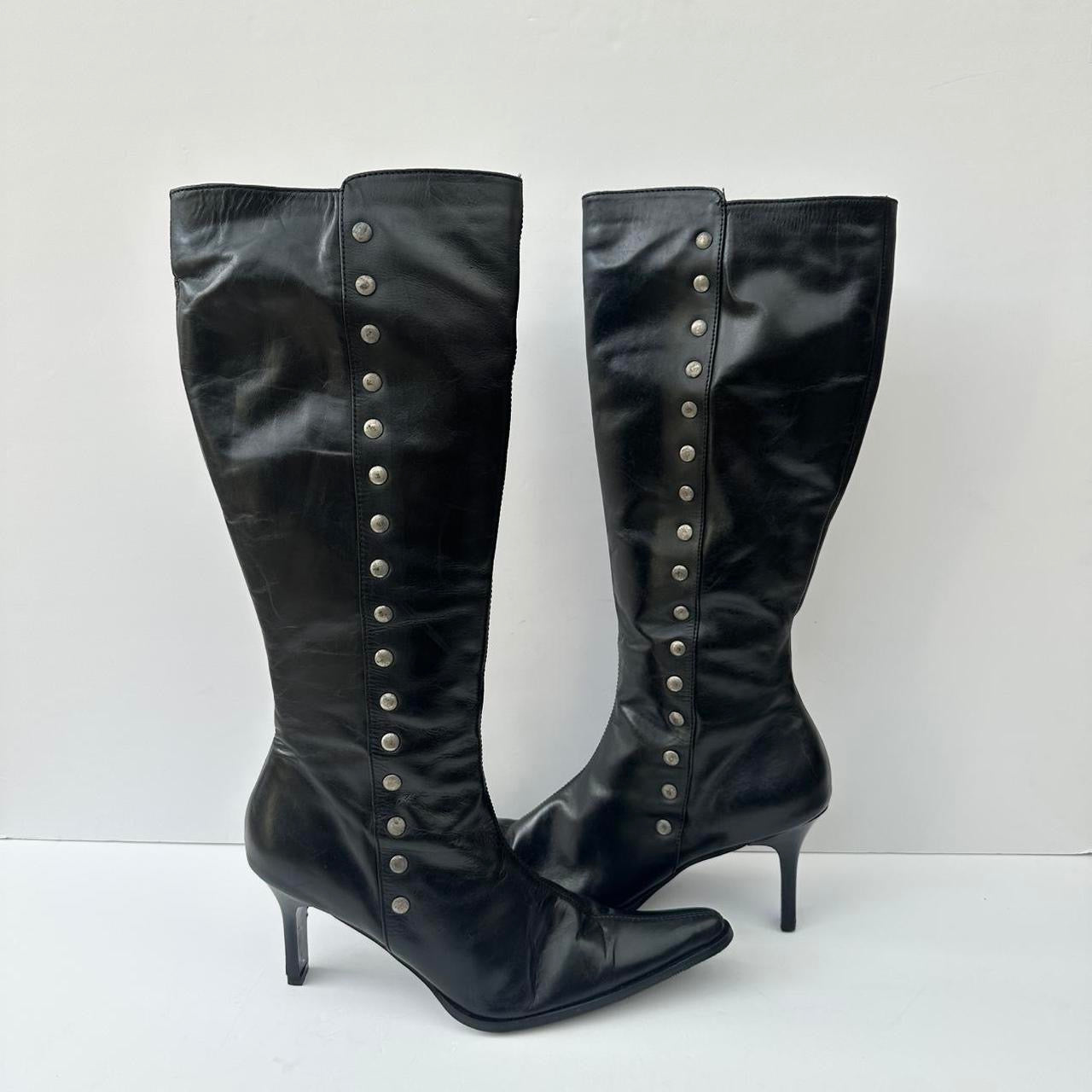 Vintage 00s black leather stud boots