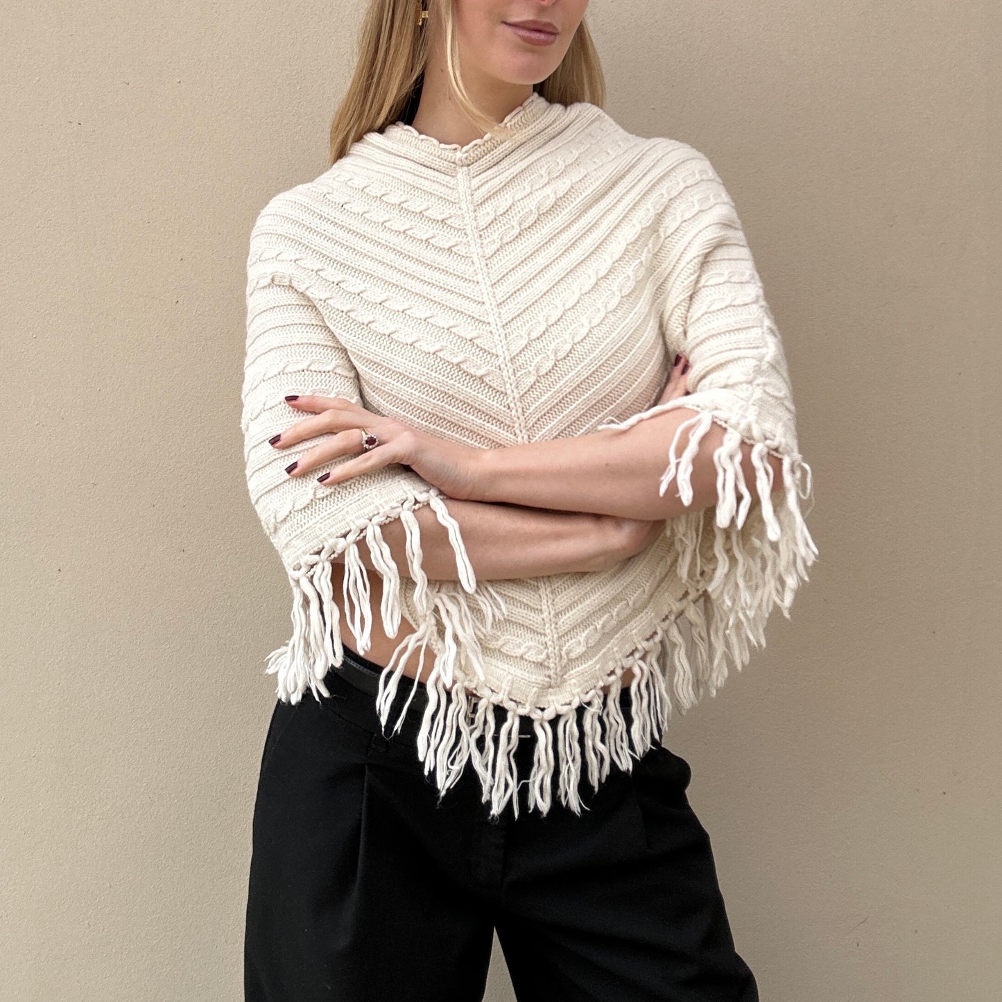 Vintage cream poncho