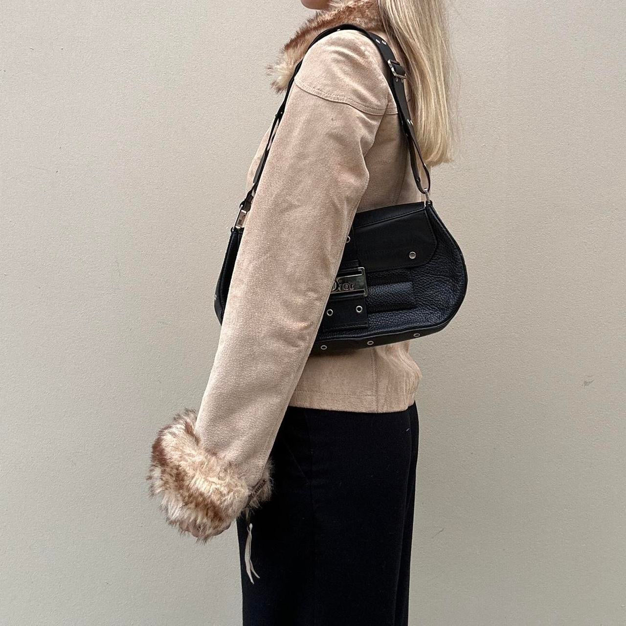 Vintage 00s suede & faux fur coat