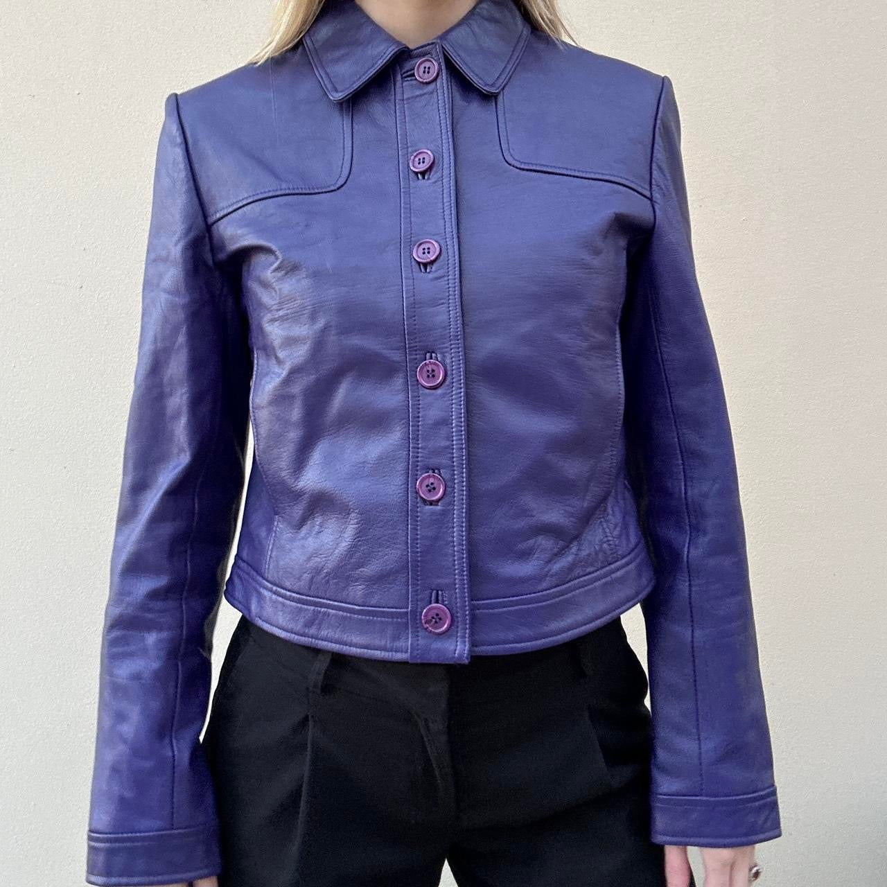 Vintage 00s purple leather jacket