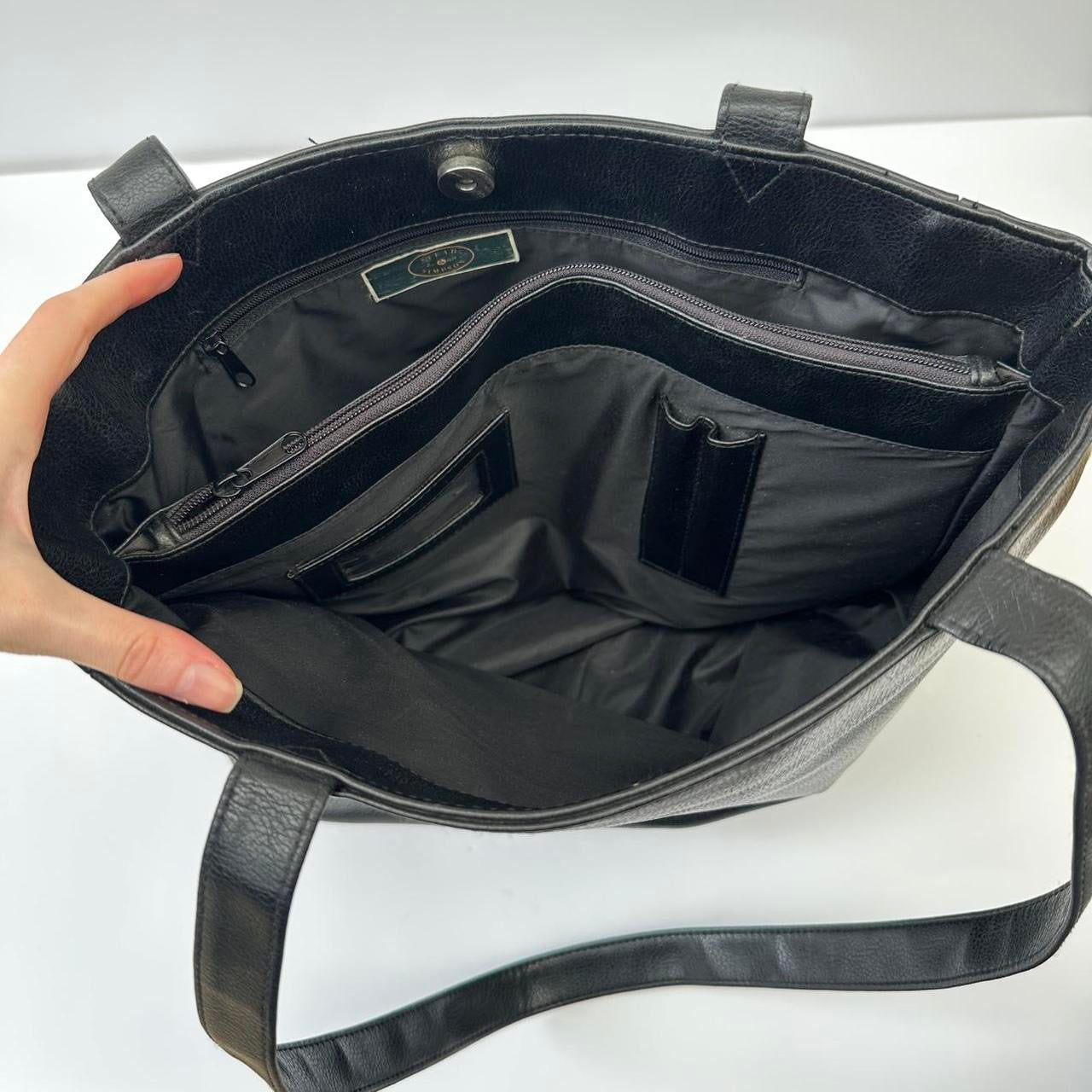 Vintage black large tote bag