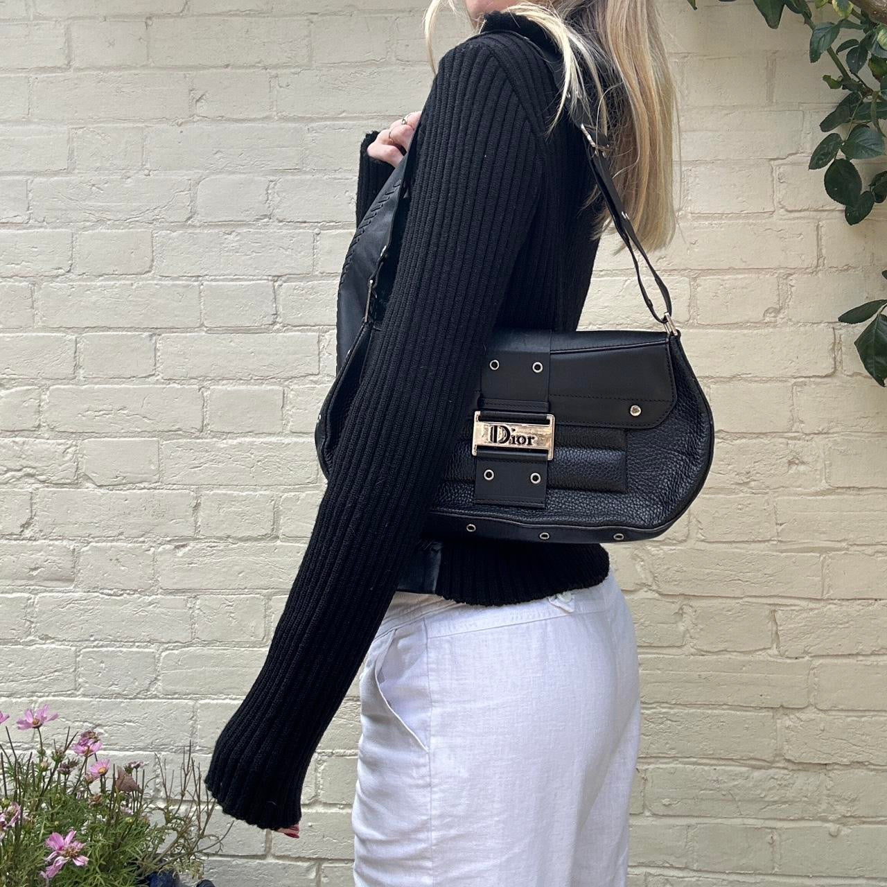 Vintage 00s leather & knit jumper jacket