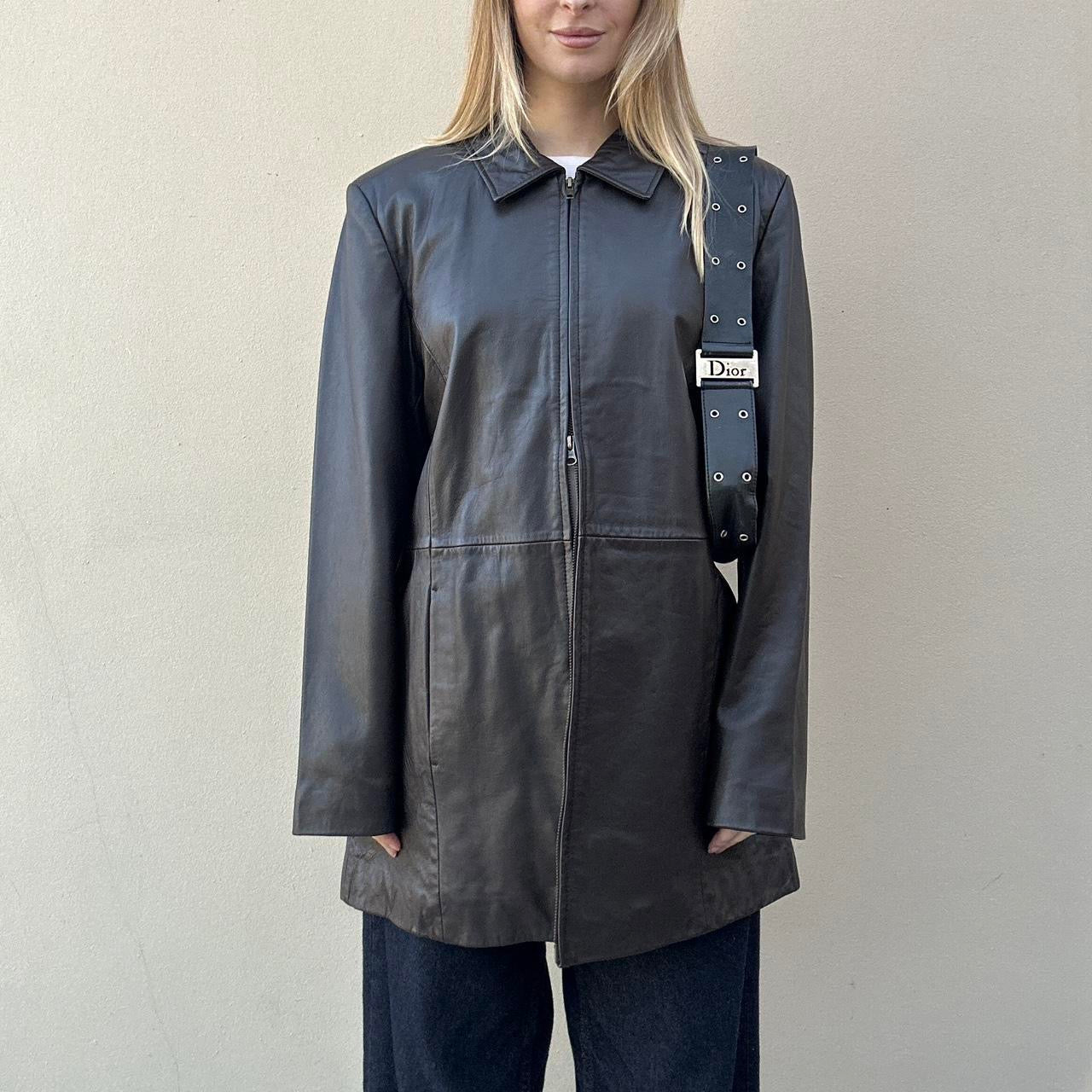 Vintage 90s brown leather jacket