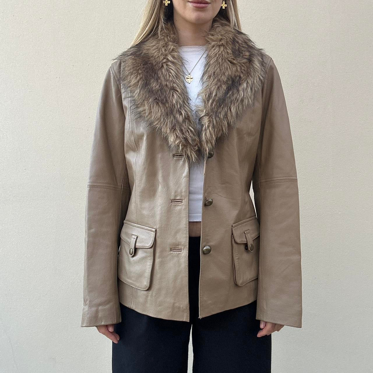 Vintage 90s leather & fur blazer