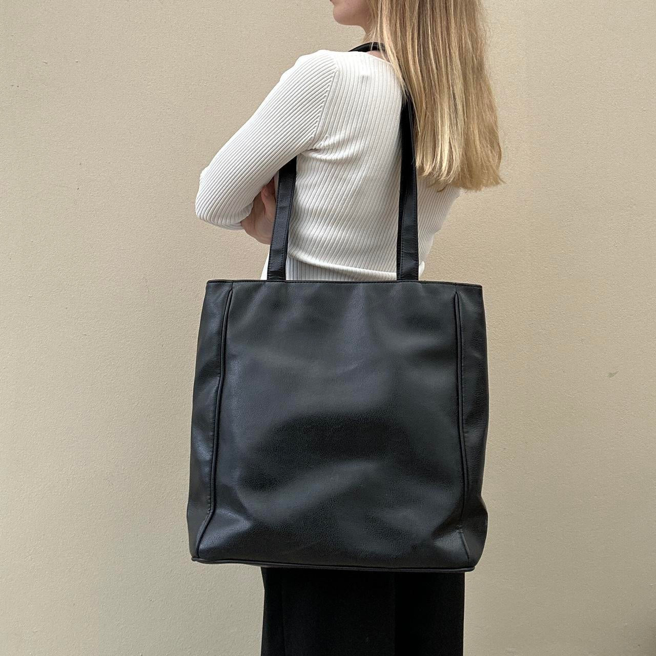 Vintage black large tote bag