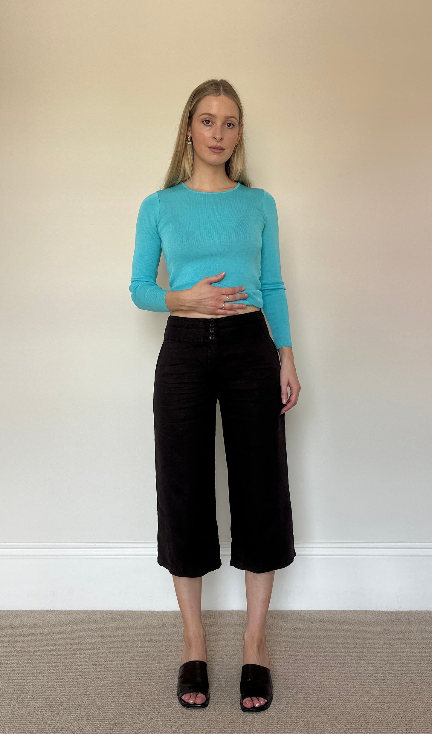 Vintage brown linen capris