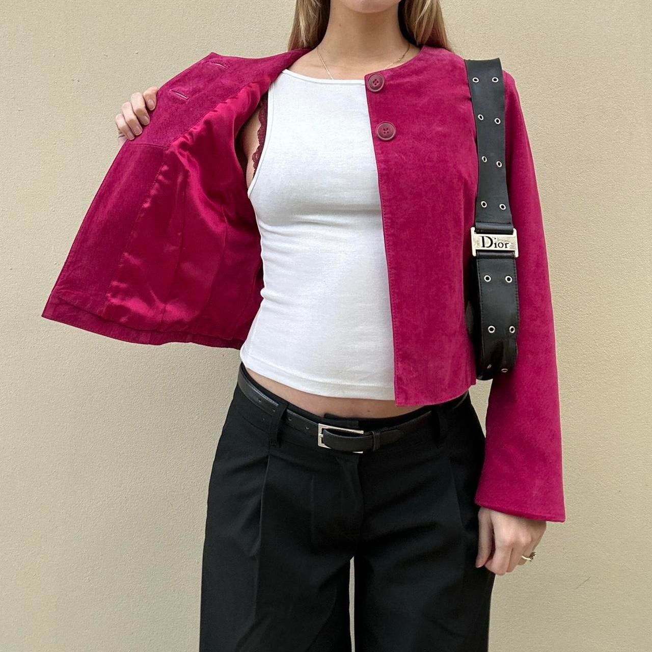 Vintage raspberry suede jacket