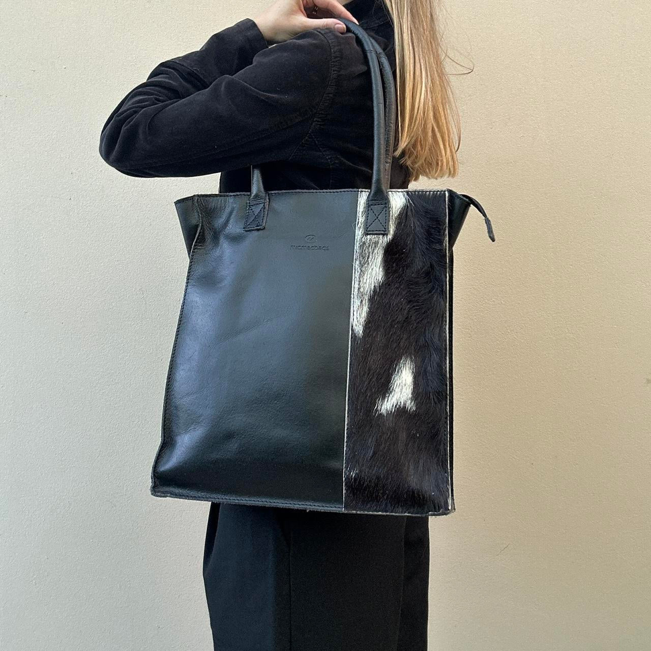 Vintage 90s black cow hide bag