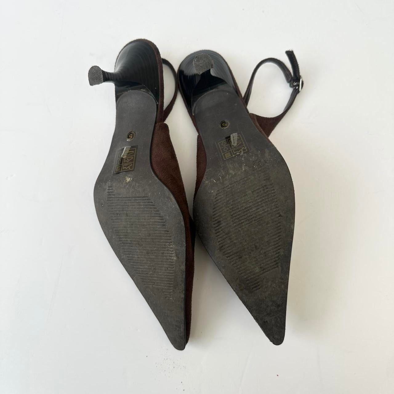 Vintage 00s brown sling back heels