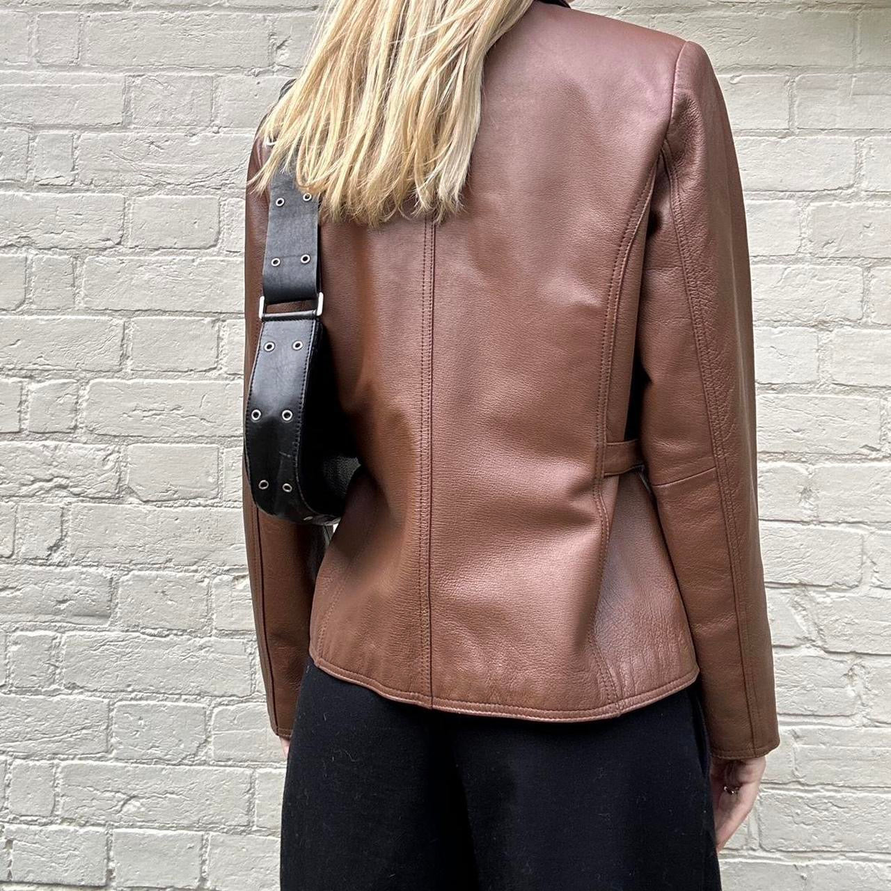 Vintage 00s brown leather jacket