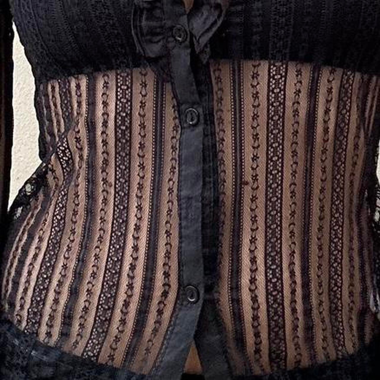 Vintage 00s black sheer lace blouse