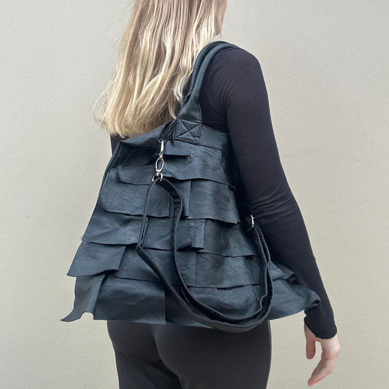 Vintage Black ruffle bag