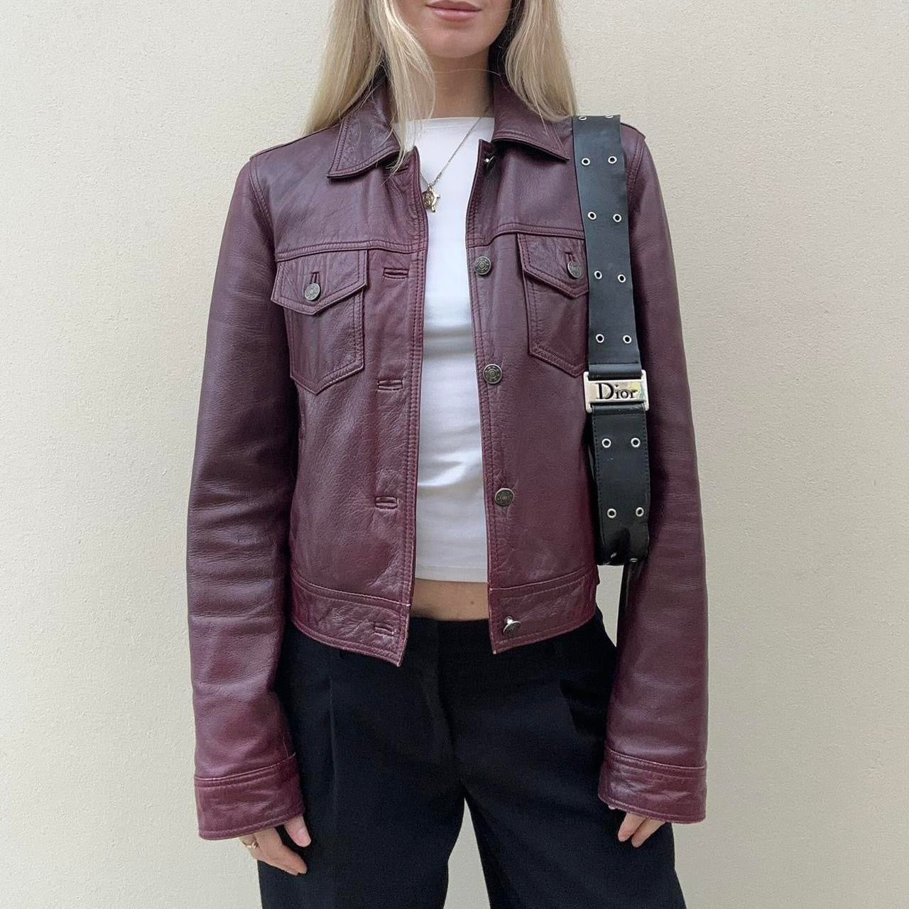 Vintage 00s burgundy leather jacket