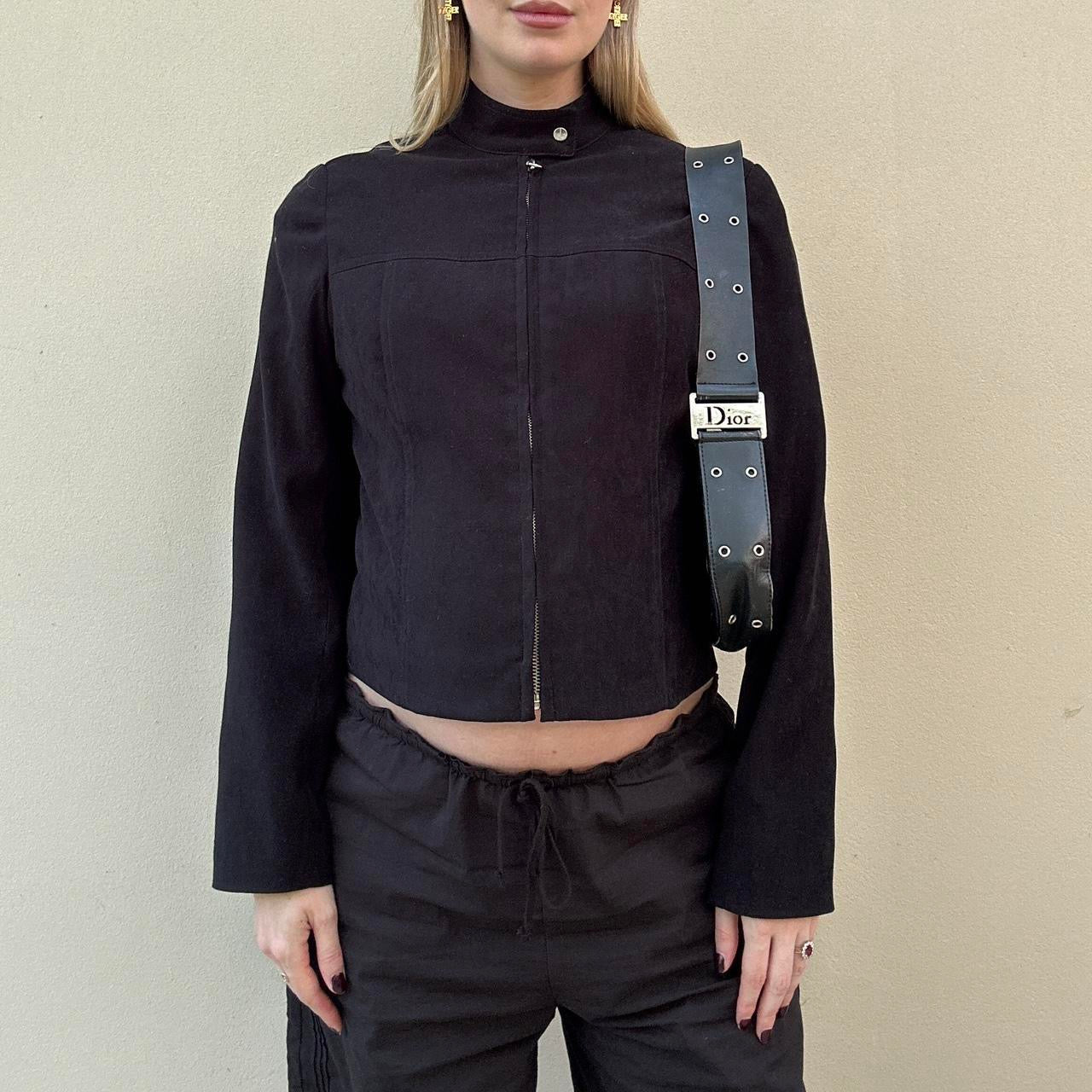 Vintage 00s faux suede biker jacket