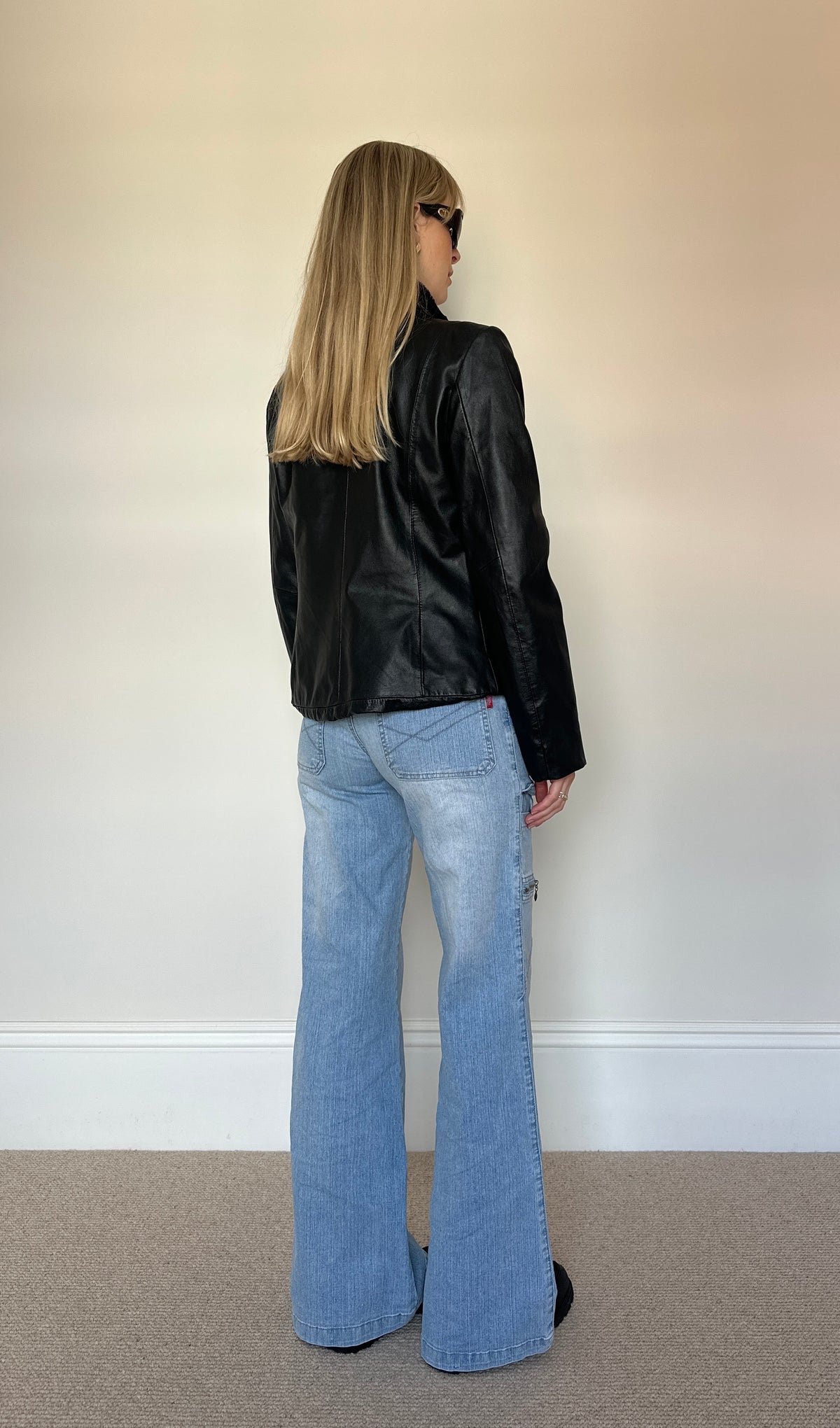 Vintage Leather Jacket with faux fur collar