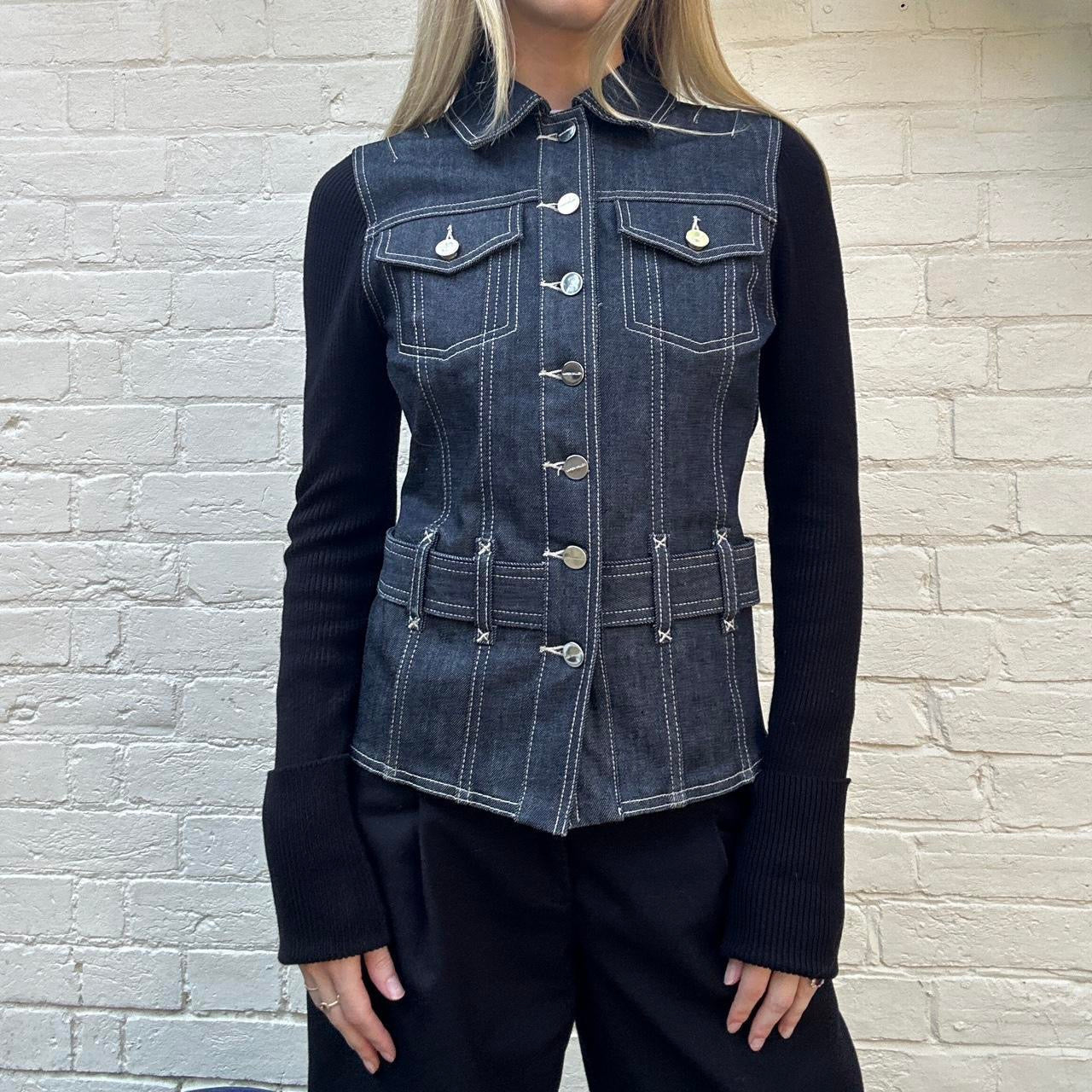 Vintage 00s denim & knit jumper jacket
