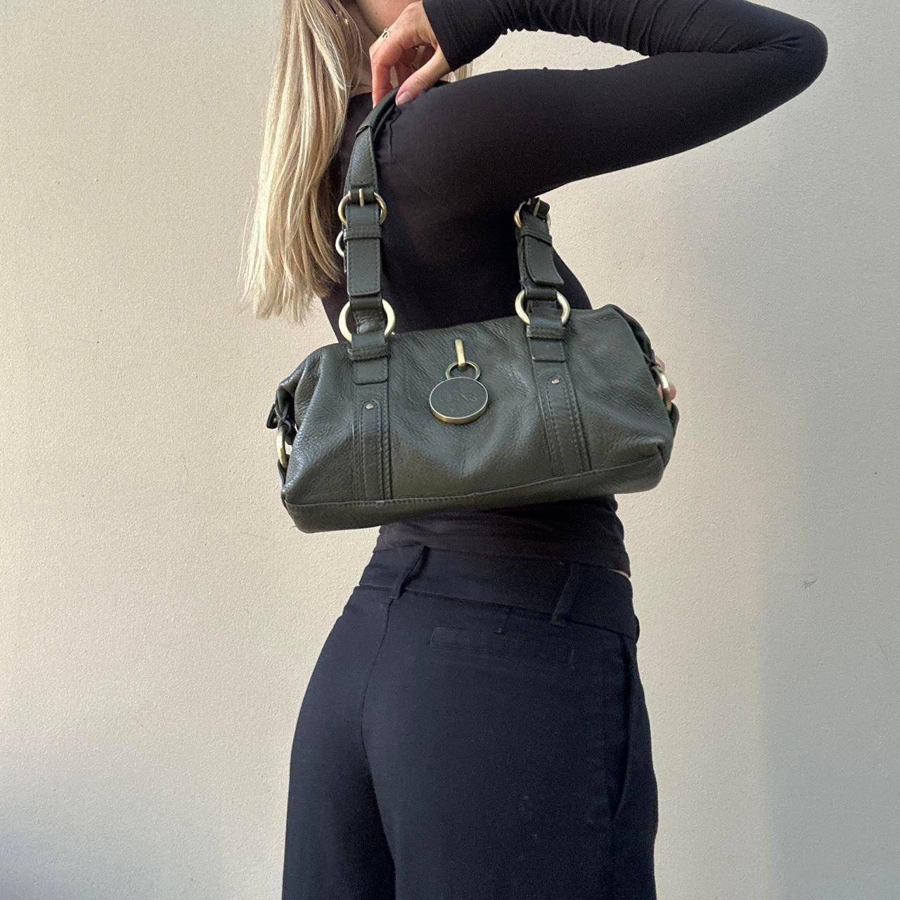 Vintage 00s forest green leather bag