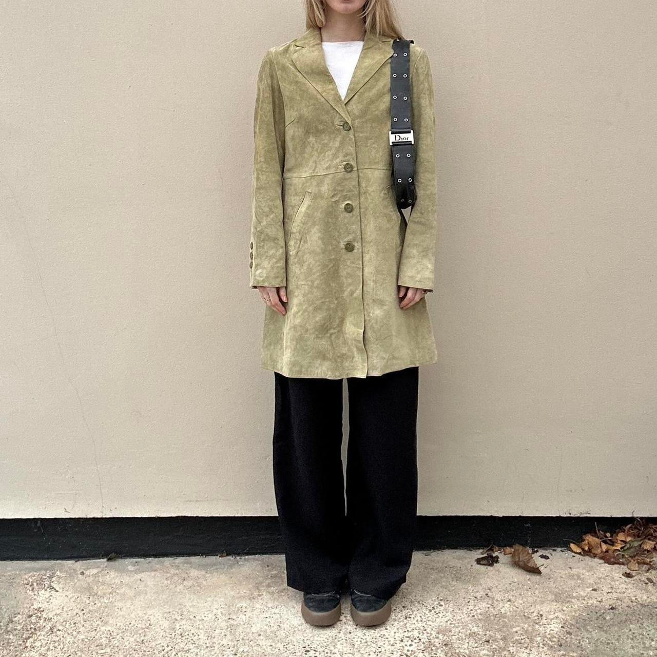 Vintage 00s sage green suede jacket