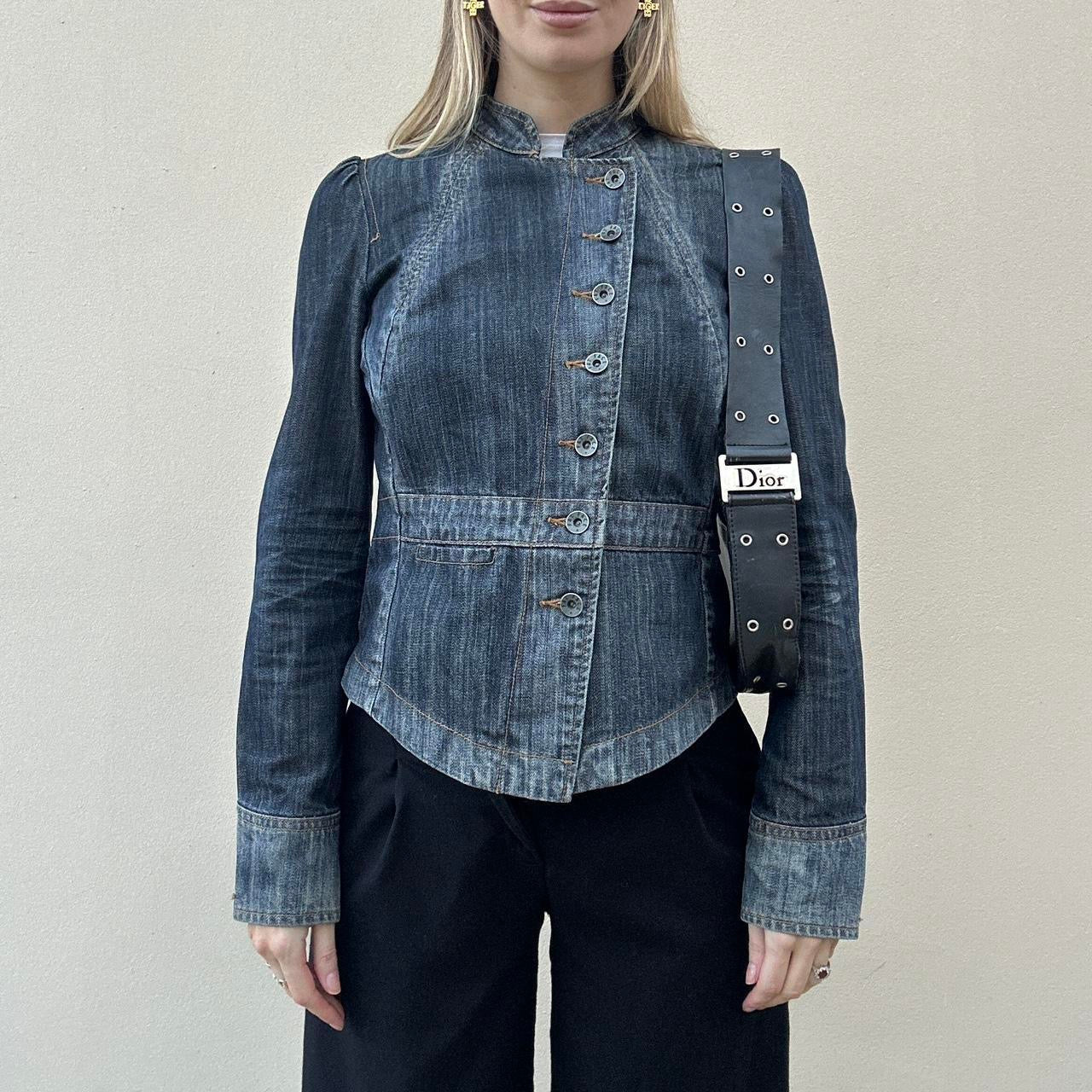 Vintage 00s denim asymmetrical jacket